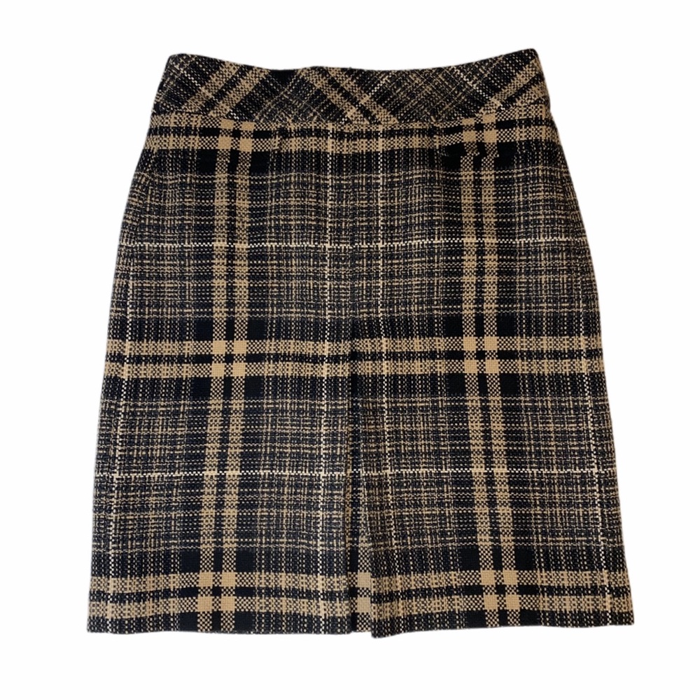 Ann Taylor NWT Plaid Brown Black Skirt